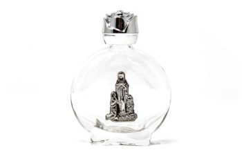 Holy Water - Round Glass Bottle FILLED with Lourdes Water